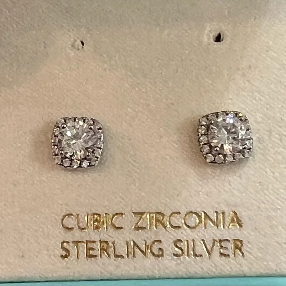 Gorgeous sterling silver and cubic zirconia Halo Earrings